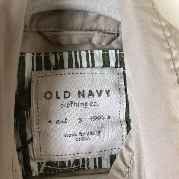 Old Navy S Jacket  Hidden Button Safari Tie Waist Long Sleeve Beige Lightweight - Picture 3 of 4